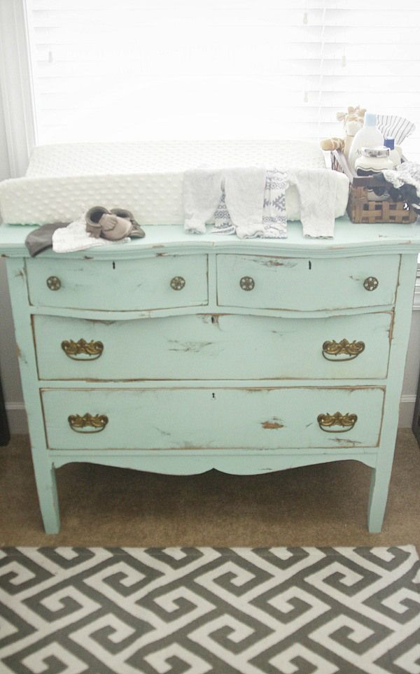 Vintage dresser-turned-changing table image courtesy of Liz Marie Blog