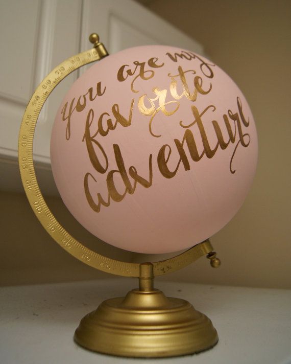 You are my greatest adventure handpainted globe for baby girl nursery