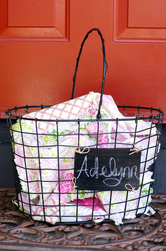Rural*ish baby girl rag quilt perfect for a baby girl nursery.